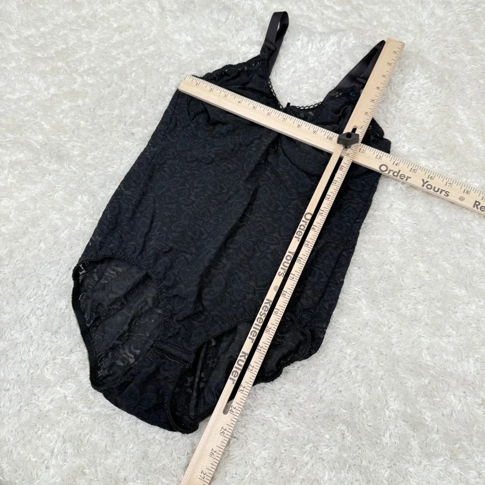 Bali 7432 Black 40C Vintage One Piece Bodysuit Underwire Sexy Negligee Teddy